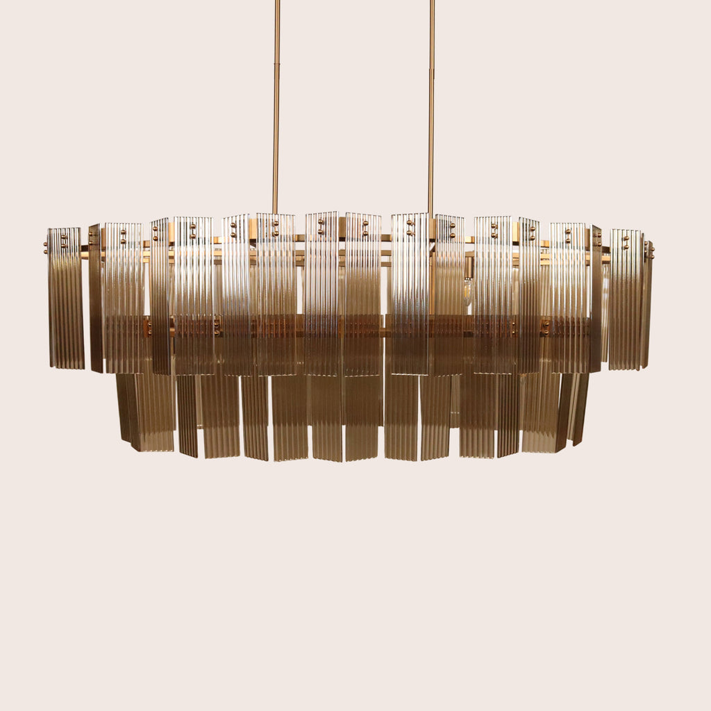 Disse Somke Glass Oval 2 Tier Cchandelier