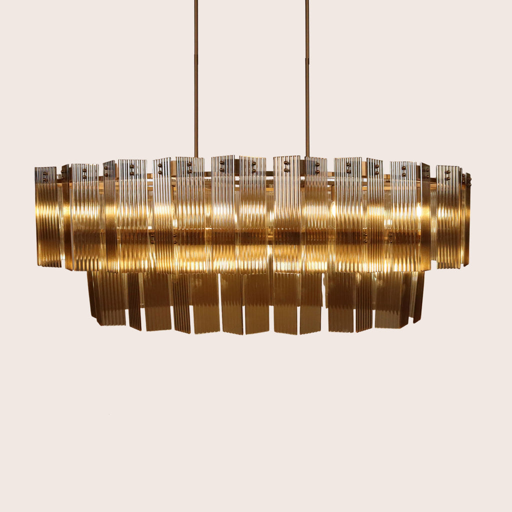 Disse Somke Glass Oval 2 Tier Cchandelier