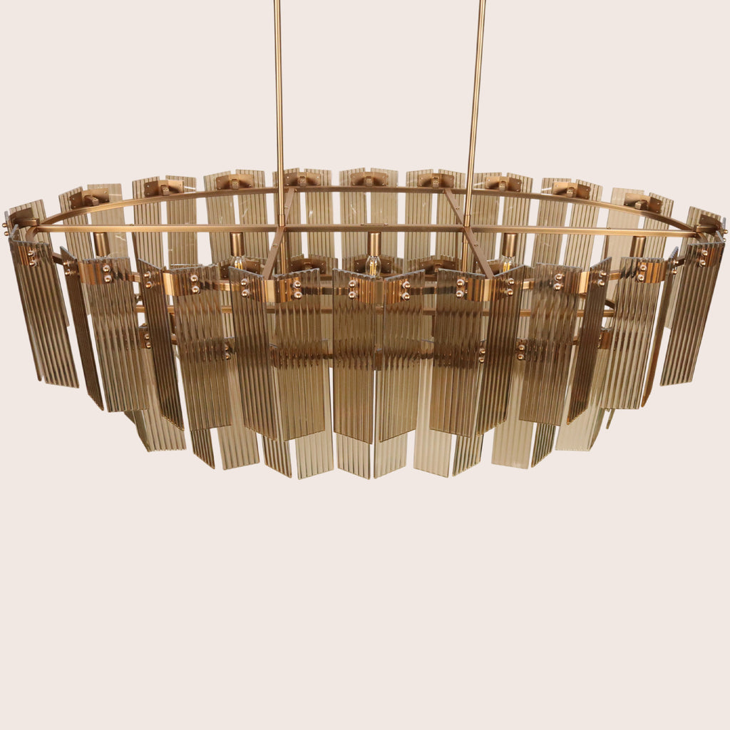 Disse Somke Glass Oval 2 Tier Cchandelier