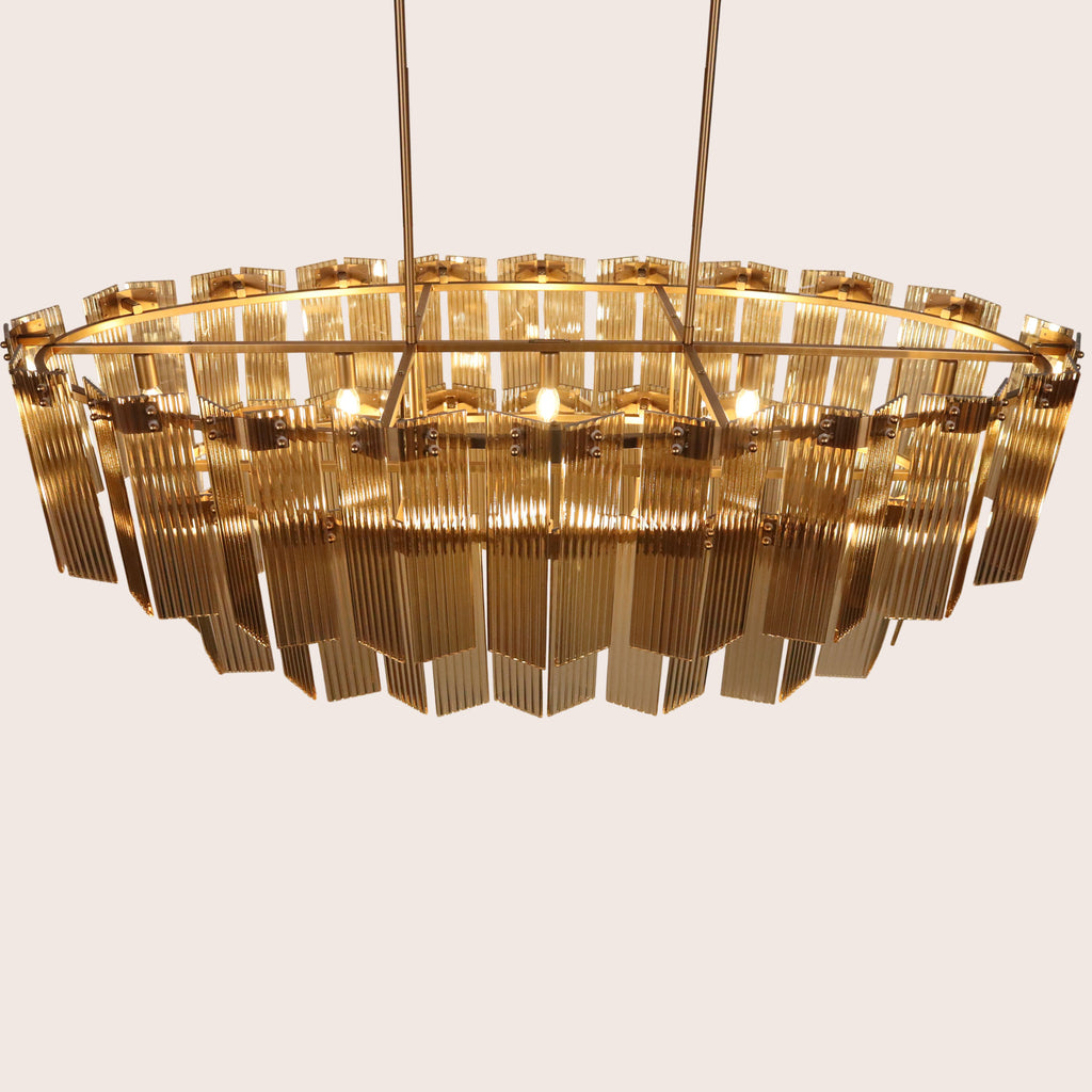 Disse Somke Glass Oval 2 Tier Cchandelier